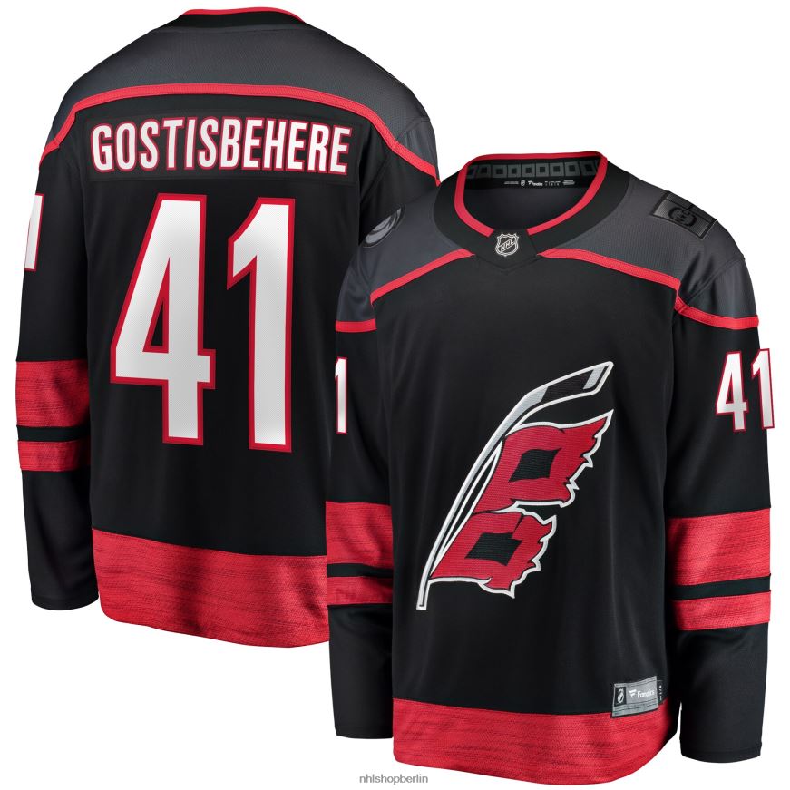 Männer NHL Carolina Hurricanes Shayne Gostisbehere Fanatics-gebrandetes schwarzes Breakaway-Heimtrikot Kleidung BF680T630