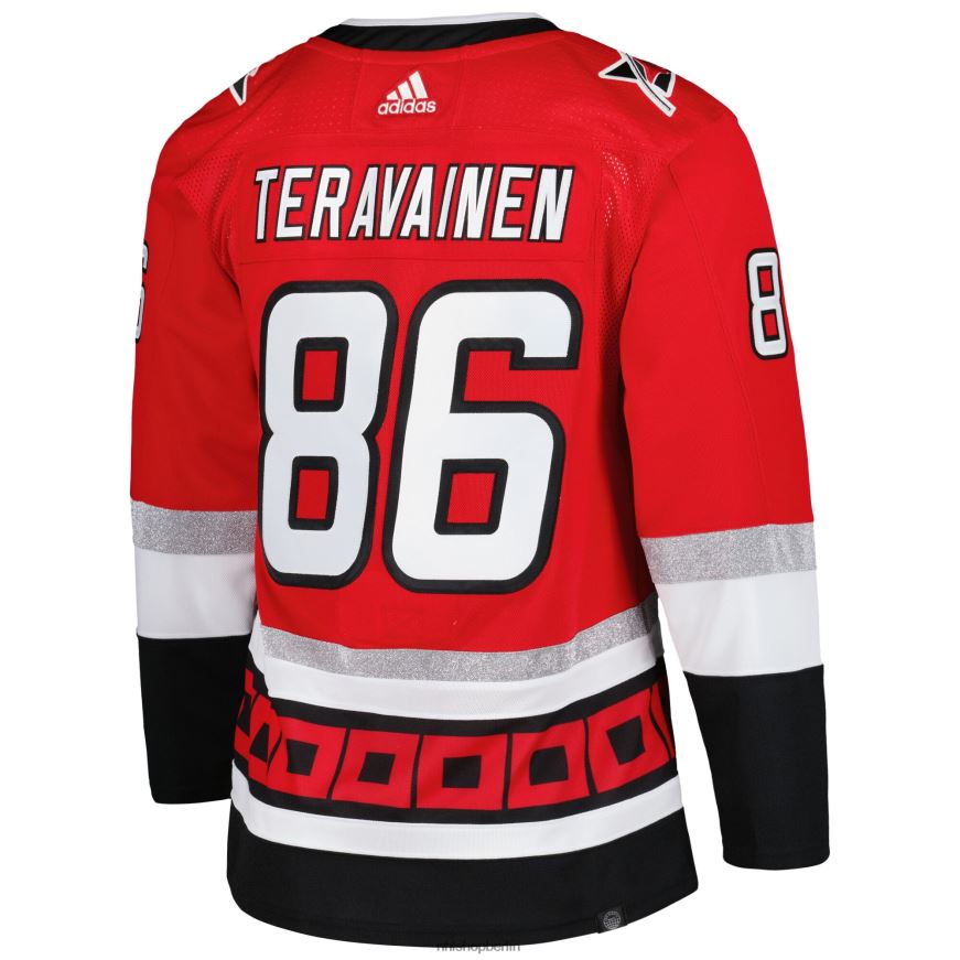 Männer NHL Carolina Hurricanes Teuvo Teravainen adidas rotes authentisches Pro Primegreen-Spielertrikot zum 25-jährigen Jubiläum Kleidung BF680T885