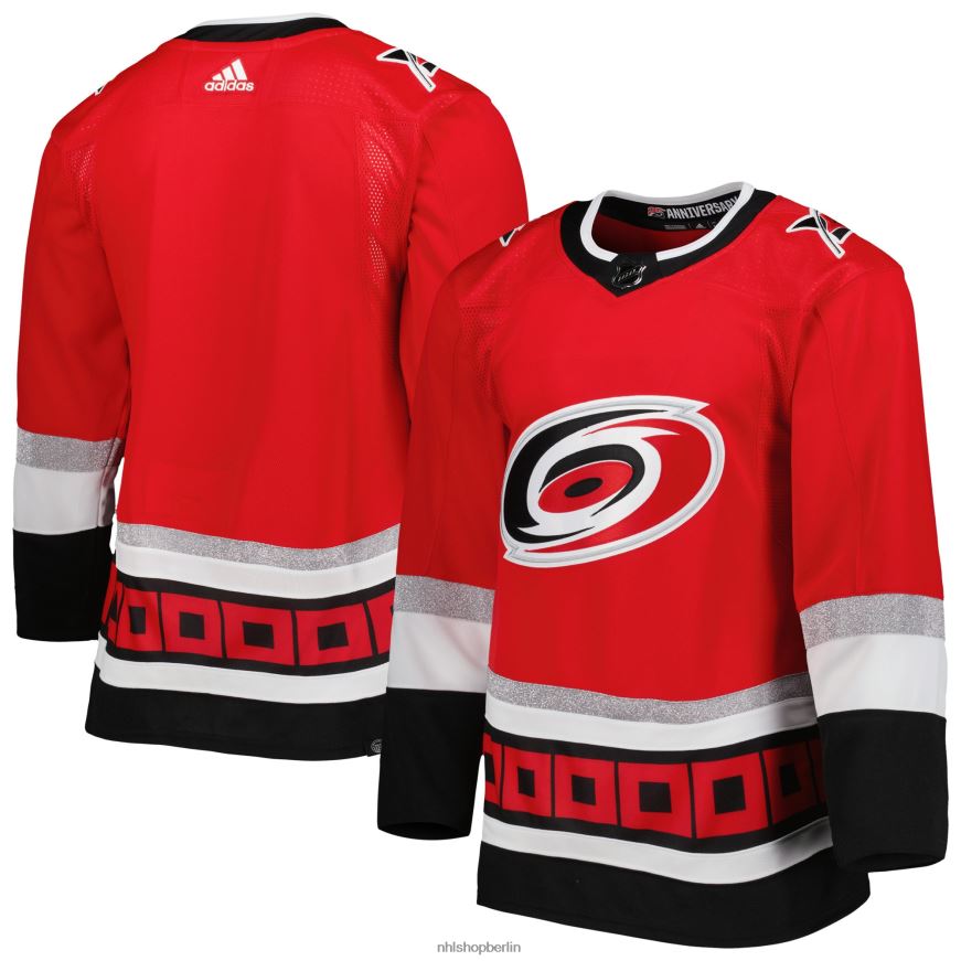 Männer NHL Carolina Hurricanes adidas rotes authentisches Primegreen-Trikot zum 25-jährigen Jubiläum 2022-23 Kleidung BF680T380