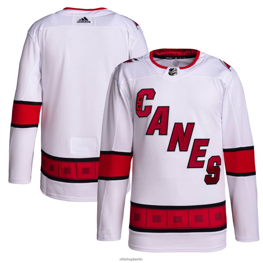 Männer NHL Carolina Hurricanes adidas weißes authentisches Primegreen-Profi-Auswärtstrikot Kleidung BF680T996