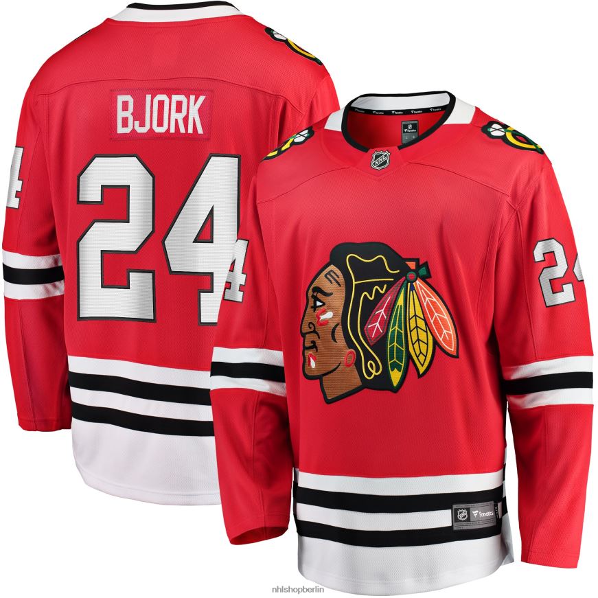 Männer NHL Chicago Blackhawks Anders Bjork Fanatics-gebrandetes rotes Breakaway-Heimtrikot Kleidung BF680T1277