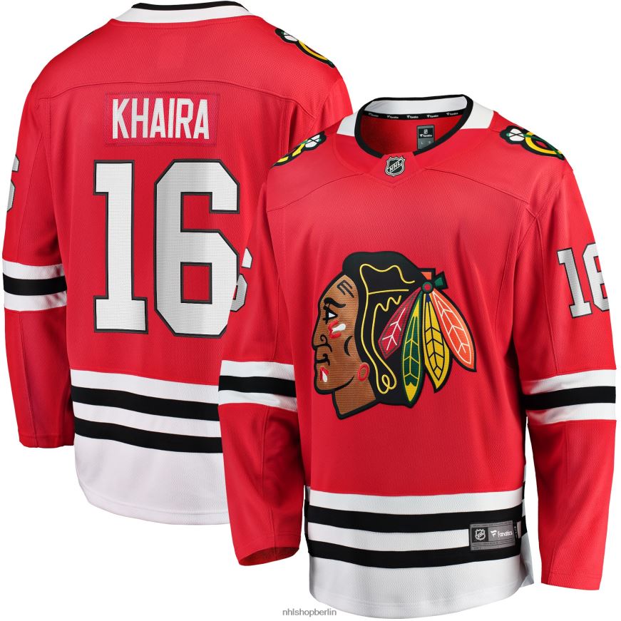 Männer NHL Chicago Blackhawks Jujhar Khaira Fanatics-gebrandetes rotes Heimmannschafts-Abtrünnigen-Spielertrikot Kleidung BF680T1638