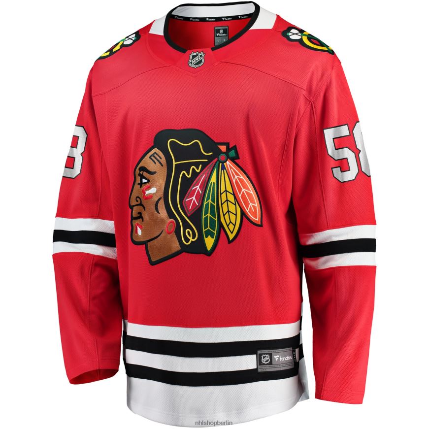 Männer NHL Chicago Blackhawks Mackenzie Entwistle Fanatics-gebrandetes rotes Home-Breakaway-Spielertrikot Kleidung BF680T2324