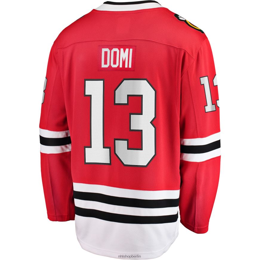 Männer NHL Chicago Blackhawks Max Domi Fanatics-gebrandetes rotes Home-Breakaway-Spielertrikot Kleidung BF680T1486