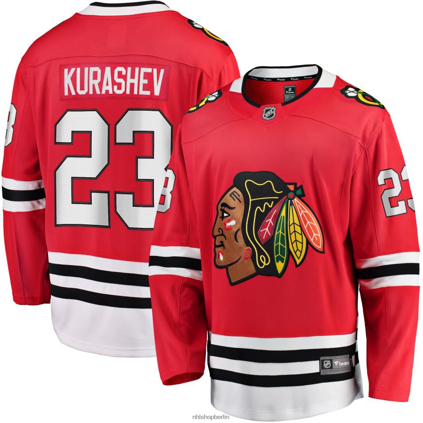 Männer NHL Chicago Blackhawks Philipp Kurashev Fanatics-gebrandetes rotes Home-Breakaway-Spielertrikot Kleidung BF680T1735