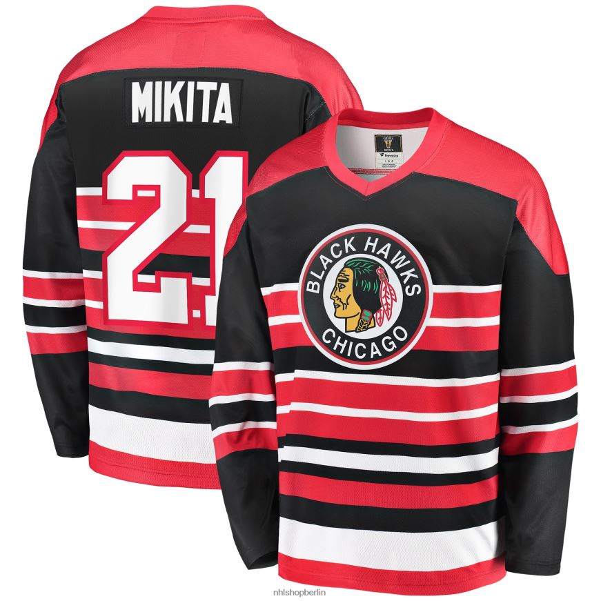 Männer NHL Chicago Blackhawks Stan Mikita Fanatics gebrandetes rotes Premier Breakaway-Spielertrikot im Ruhestand Kleidung BF680T1431