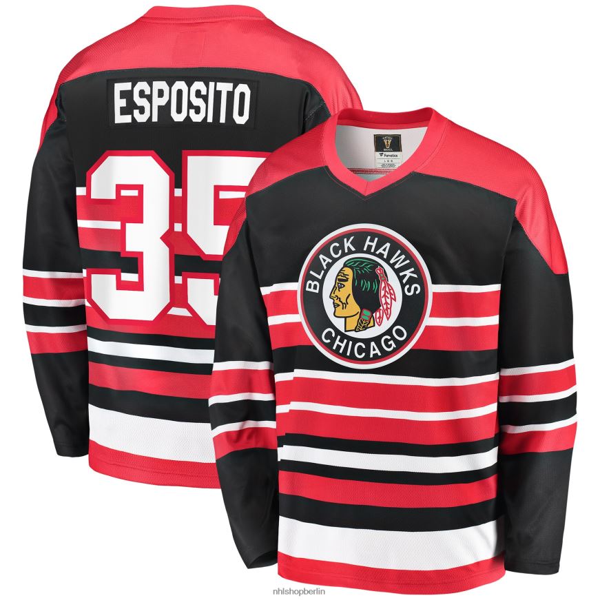 Männer NHL Chicago Blackhawks Tony Esposito Fanatics gebrandetes rotes Premier Breakaway-Spielertrikot im Ruhestand Kleidung BF680T1430