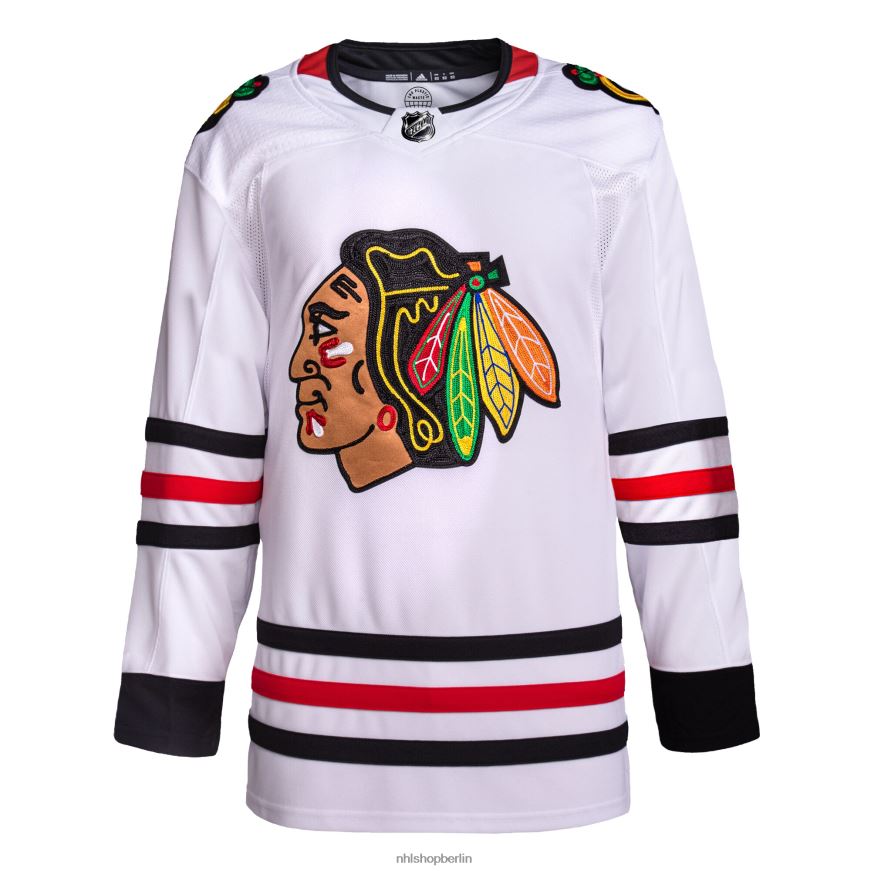 Männer NHL Chicago Blackhawks adidas weißes authentisches Primegreen-Profi-Auswärtstrikot Kleidung BF680T1333