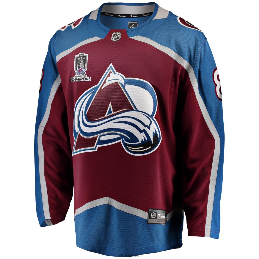 Männer NHL Colorado Avalanche Cale Makar Fanatics-Spielertrikot mit burgunderfarbenem 2022 Stanley Cup Champions Breakaway Patch Kleidung BF680T384