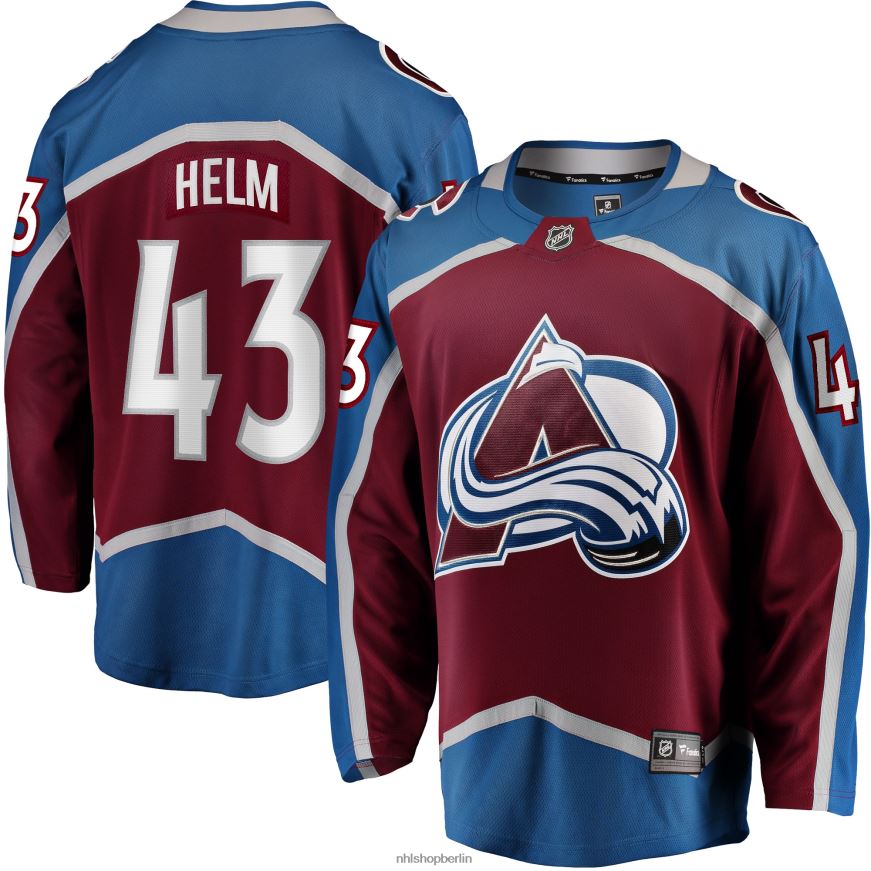 Männer NHL Colorado Avalanche Darren Helm Fanatics-Heimtrikot mit Fanatics-Logo in Burgunderrot Kleidung BF680T1242