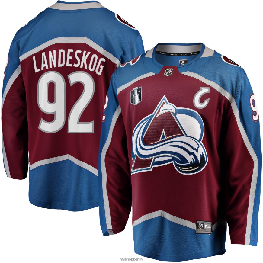 Männer NHL Colorado Avalanche Gabriel Landeskog Fanatics-Heimtrikot mit bordeauxrotem Stanley-Cup-Finale-Heimtrikot 2022 Kleidung BF680T45