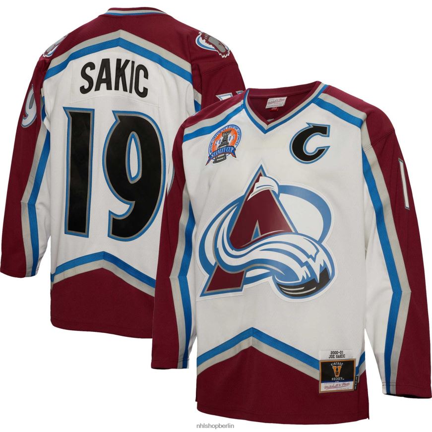 Männer NHL Colorado Avalanche Joe Sakic Mitchell  Ness weißes 2000 Blue Line Spielertrikot Kleidung BF680T109