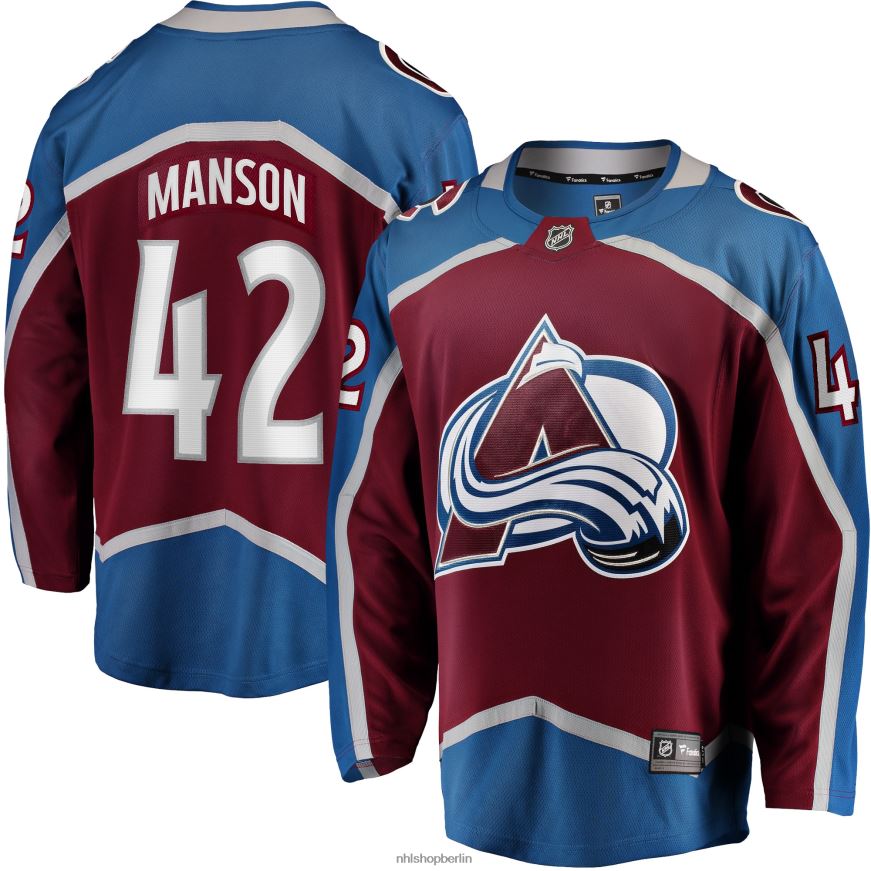 Männer NHL Colorado Avalanche Josh Manson Fanatics-Heimtrikot mit Fanatics-Logo in Burgunderrot Kleidung BF680T917