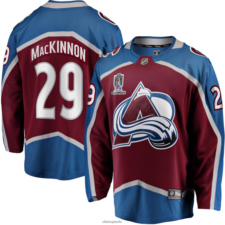 Männer NHL Colorado Avalanche Nathan Mackinnon Fanatics Branded Burgunder 2022 Stanley Cup Champions Breakaway Patch-Spielertrikot Kleidung BF680T1527