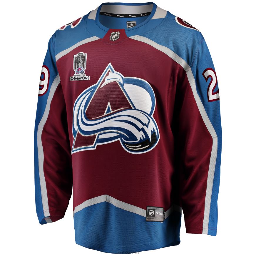 Männer NHL Colorado Avalanche Nathan Mackinnon Fanatics Branded Burgunder 2022 Stanley Cup Champions Breakaway Patch-Spielertrikot Kleidung BF680T1527