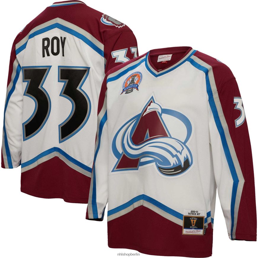 Männer NHL Colorado Avalanche Patrick Roy Mitchell  Ness weißes 2000 Blue Line Spielertrikot Kleidung BF680T186