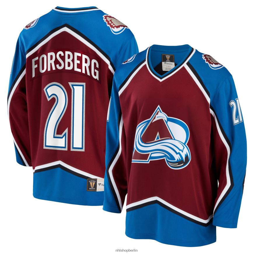 Männer NHL Colorado Avalanche Peter Forsberg Fanatics gebrandetes burgunderrotes Breakaway-Spielertrikot im Ruhestand Kleidung BF680T57