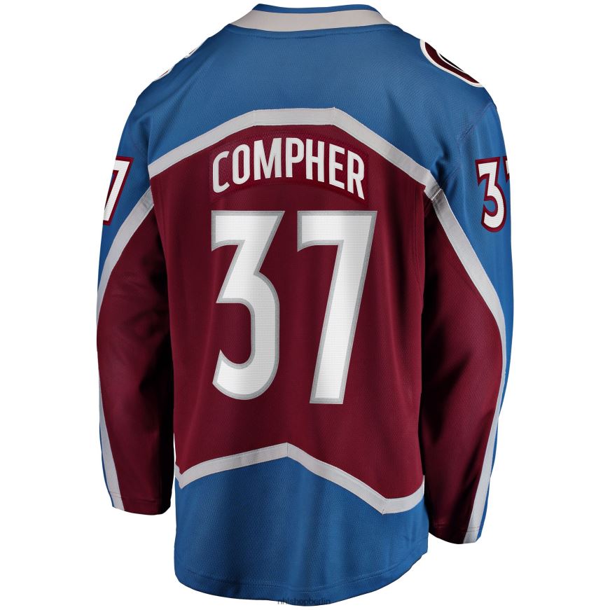 Männer NHL Colorado Lawine jt Burgunderrotes Breakaway-Heimtrikot mit Compher-Fanatiker-Logo Kleidung BF680T1321