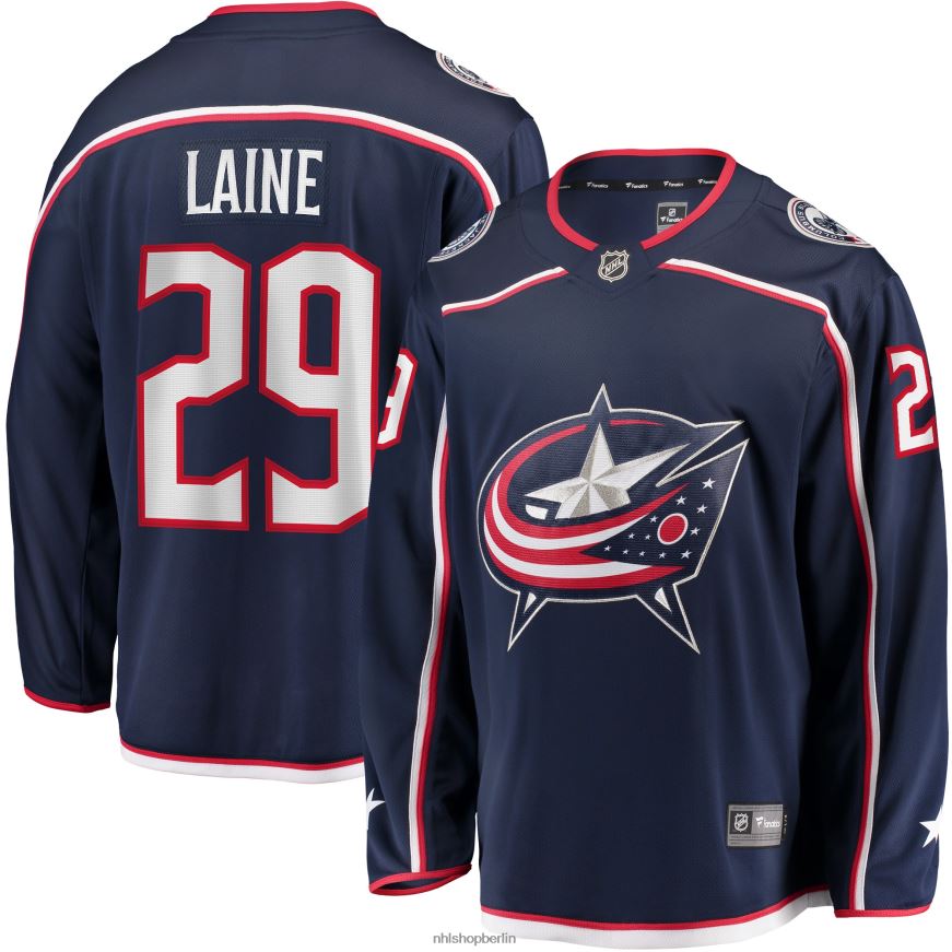 Männer NHL Columbia Blue Jacken Marineblaues Breakaway-Heimtrikot mit Fanatics-Logo von Patrik Laine Kleidung BF680T1110