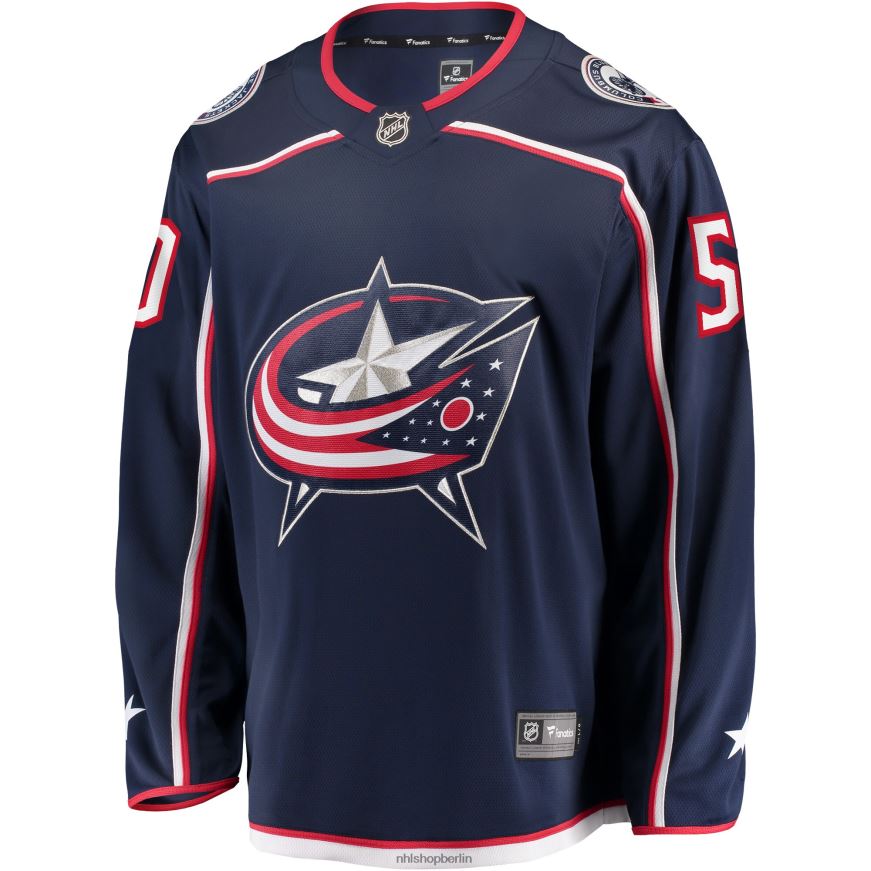 Männer NHL Columbia Blue Jacken Marineblaues Heimtrikot für Ausreißer mit Fanatics-Logo von Eric Robinson Kleidung BF680T2426