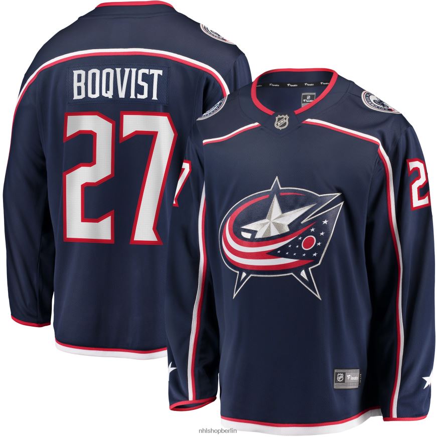 Männer NHL Columbia Blue Jackets Adam Boqvist Fanatics-Marken-Marineblaues Home-Breakaway-Spielertrikot Kleidung BF680T2332