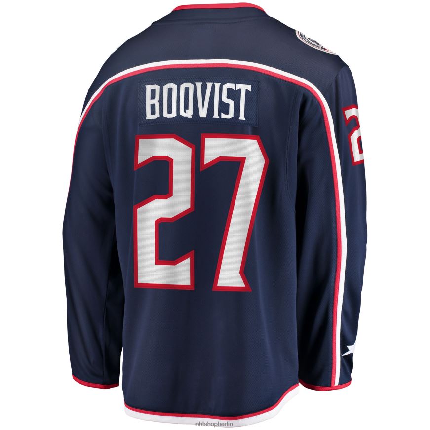 Männer NHL Columbia Blue Jackets Adam Boqvist Fanatics-Marken-Marineblaues Home-Breakaway-Spielertrikot Kleidung BF680T2332