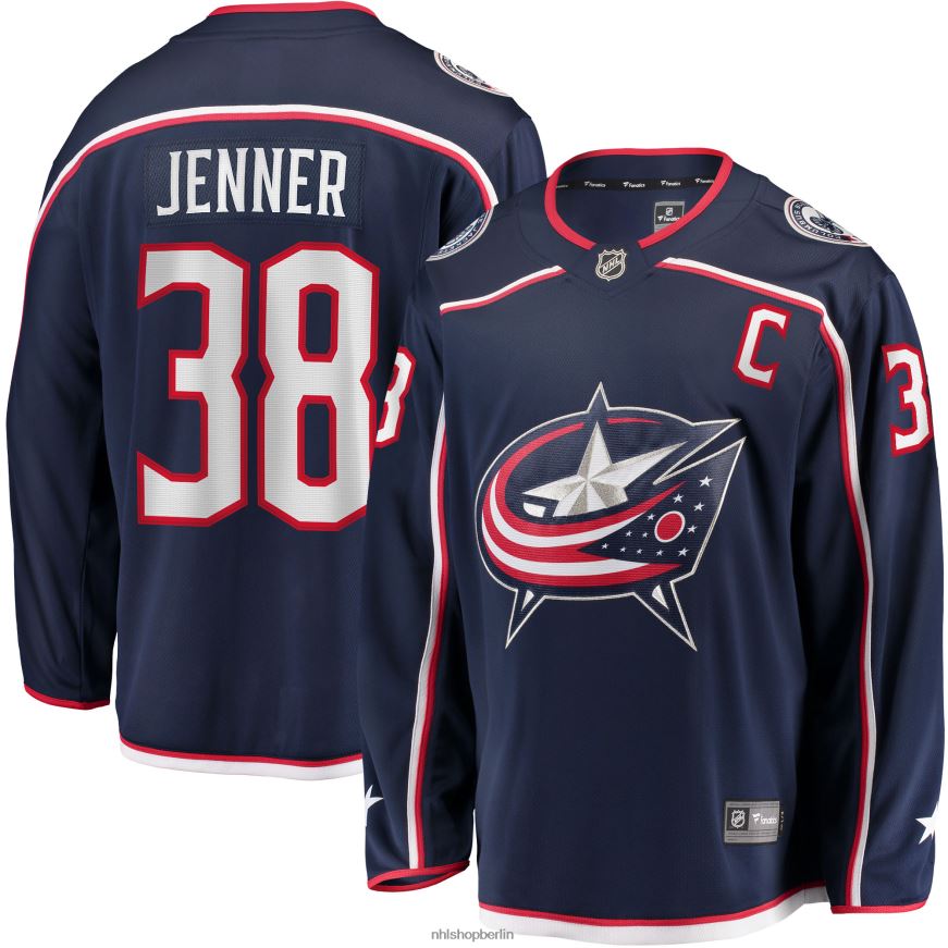 Männer NHL Columbia Blue Jackets Boone Jenner Marineblaues Breakaway-Spieler-Heimtrikot Kleidung BF680T2319