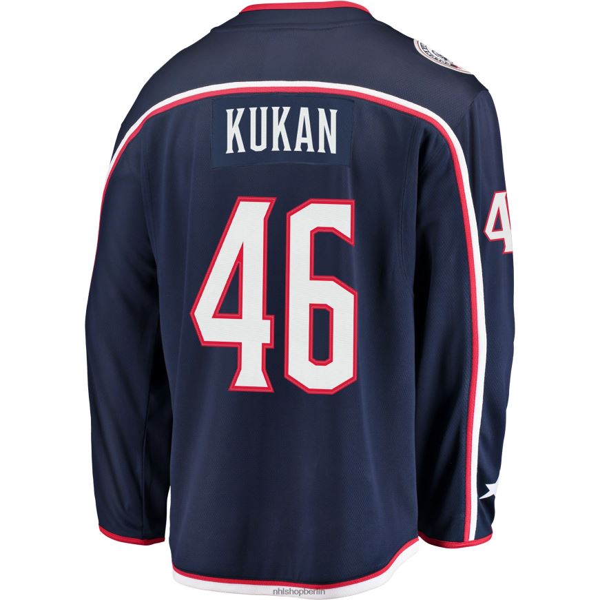 Männer NHL Columbia Blue Jackets Dean Kukan Fanatics-Marken-Marine-Breakaway-Trikot Kleidung BF680T2252