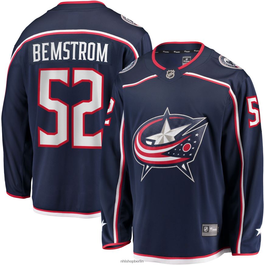 Männer NHL Columbia Blue Jackets Emil Bemstrom Fanatics-Heimtrikot für Ausreißer in Marineblau Kleidung BF680T1644