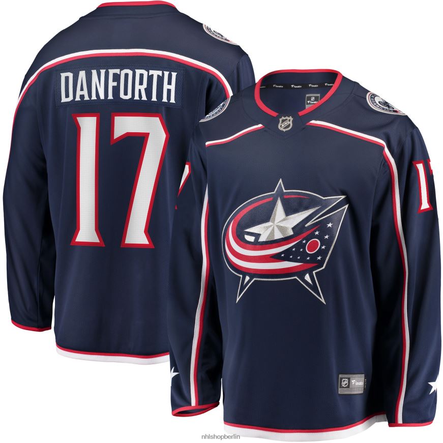 Männer NHL Columbia Blue Jackets Justin Danforth Fanatics-Heimtrikot für Abtrünnige in Marineblau Kleidung BF680T2201