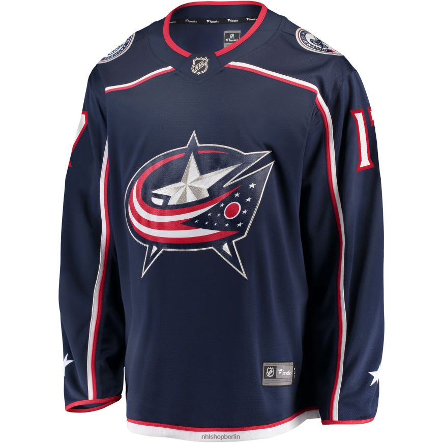 Männer NHL Columbia Blue Jackets Justin Danforth Fanatics-Heimtrikot für Abtrünnige in Marineblau Kleidung BF680T2201