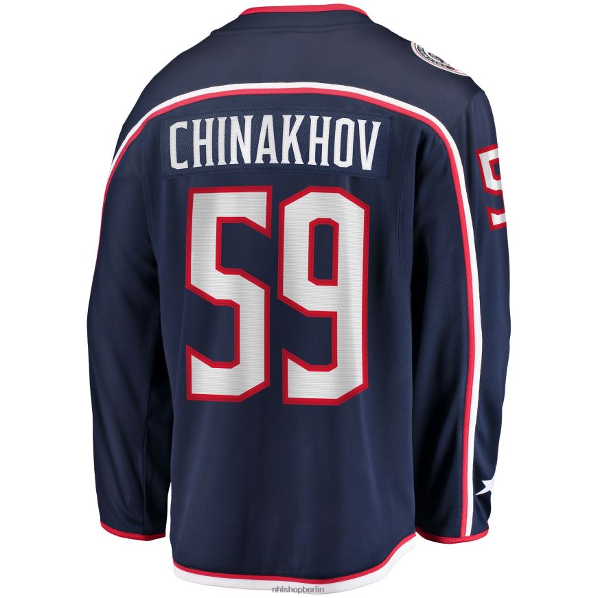 Männer NHL Columbia Blue Jackets Yegor Chinakhov Fanatics-Heim-Trikot für abtrünnige Spieler in Marineblau Kleidung BF680T1870