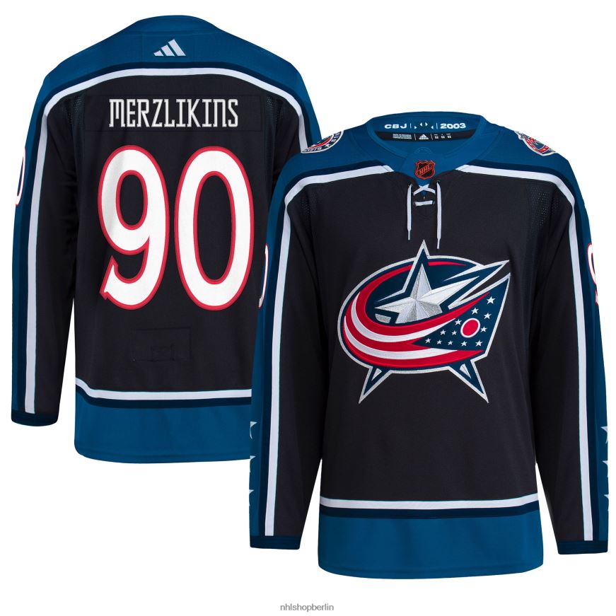 Männer NHL Columbus Blue Jacken Elvis Merzlikins adidas Black Reverse Retro 20 authentisches Spielertrikot Kleidung BF680T705