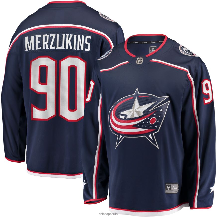 Männer NHL Columbus Blue Jackets Elvis Merzlikins Fanatics-Marken-Marineblaues Home-Breakaway-Spielertrikot Kleidung BF680T1392