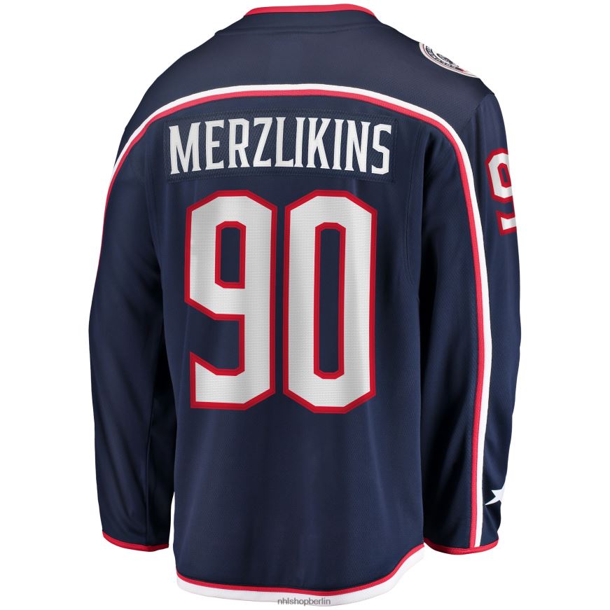 Männer NHL Columbus Blue Jackets Elvis Merzlikins Fanatics-Marken-Marineblaues Home-Breakaway-Spielertrikot Kleidung BF680T1392