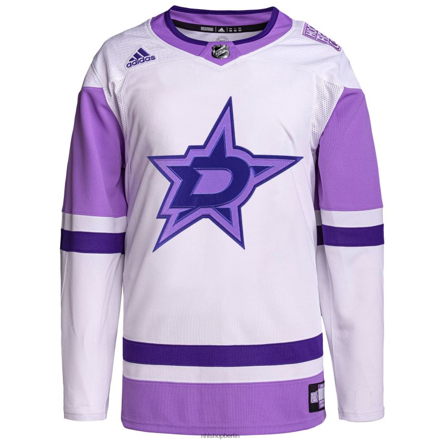 Männer NHL Dallas Stars Adidas weiß/lila Hockey bekämpft Krebs Primegreen authentisches individuelles Trikot Kleidung BF680T390