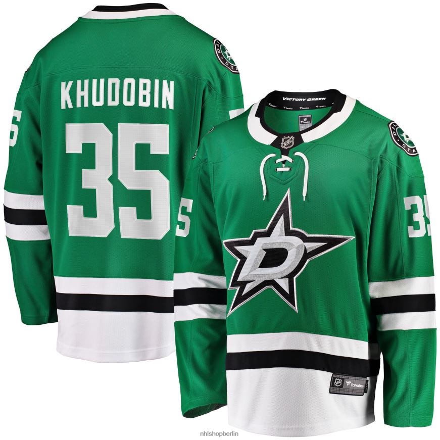 Männer NHL Dallas Stars Anton Khudobin Fanatics gebrandetes Kelly Green Home Premier Breakaway-Spielertrikot Kleidung BF680T332