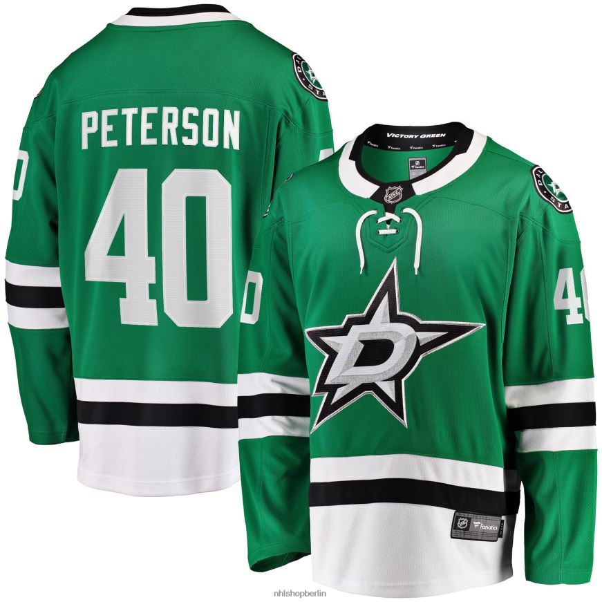 Männer NHL Dallas Stars Jacob Peterson Fanatics Branded Kelly Green Home Breakaway-Spielertrikot Kleidung BF680T1885