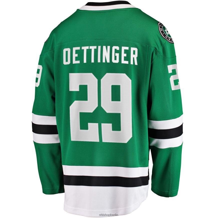 Männer NHL Dallas Stars Jake Oettinger Fanatics-Branding-Kelly-Green-Heimtrikot für Breakaway-Spieler Kleidung BF680T263