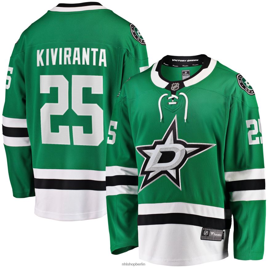 Männer NHL Dallas Stars Joel Kiviranta Fanatics-Branding Kelly Green Home Breakaway-Trikot Kleidung BF680T1954