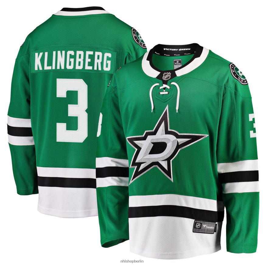 Männer NHL Dallas Stars John Klingberg Fanatics Branded Kelly Green Breakaway-Trikot Kleidung BF680T2341