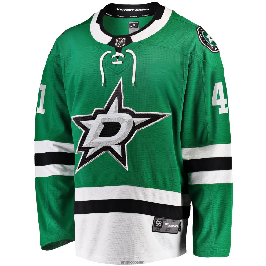 Männer NHL Dallas Stars Scott Wedgewood Fanatics-Heimtrikot mit Kelly Green-Logo für Breakaway-Spieler Kleidung BF680T1829