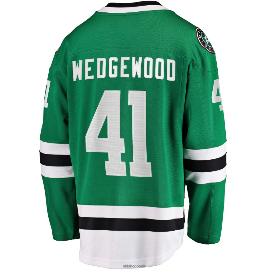 Männer NHL Dallas Stars Scott Wedgewood Fanatics-Heimtrikot mit Kelly Green-Logo für Breakaway-Spieler Kleidung BF680T1829