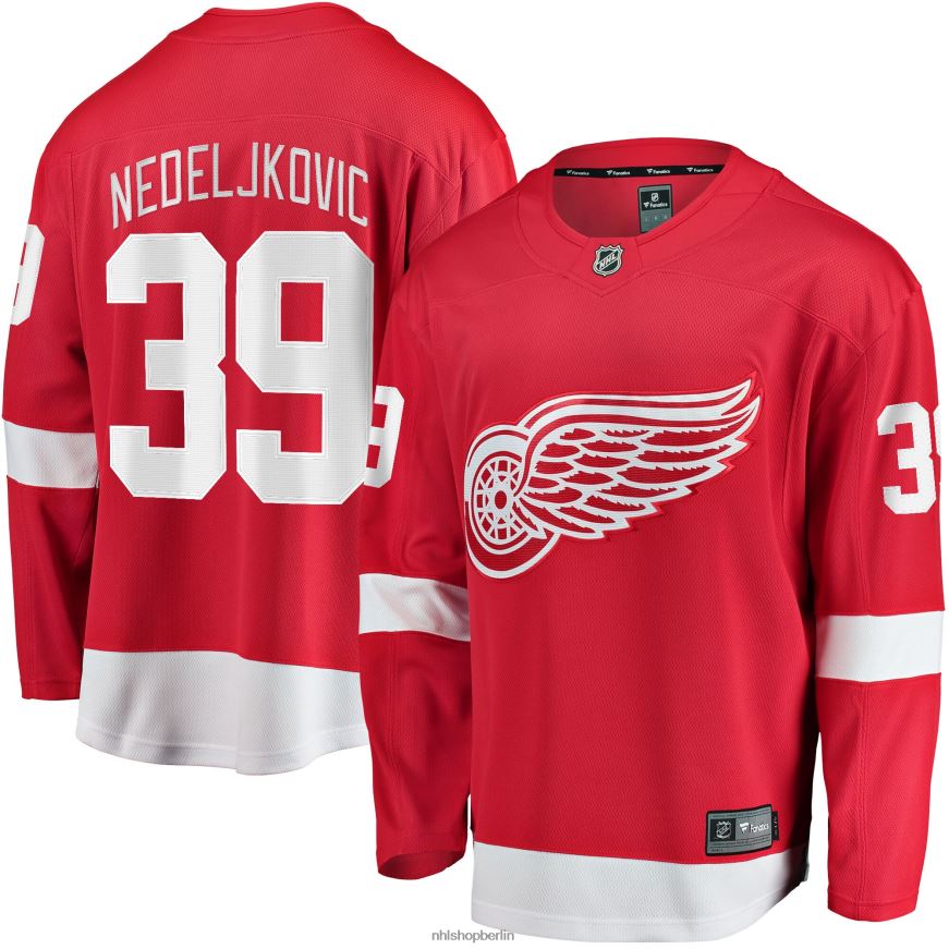 Männer NHL Detroit Red Wings Alex Nedeljkovic Fanatics-gebrandetes rotes Home-Breakaway-Spielertrikot Kleidung BF680T1837