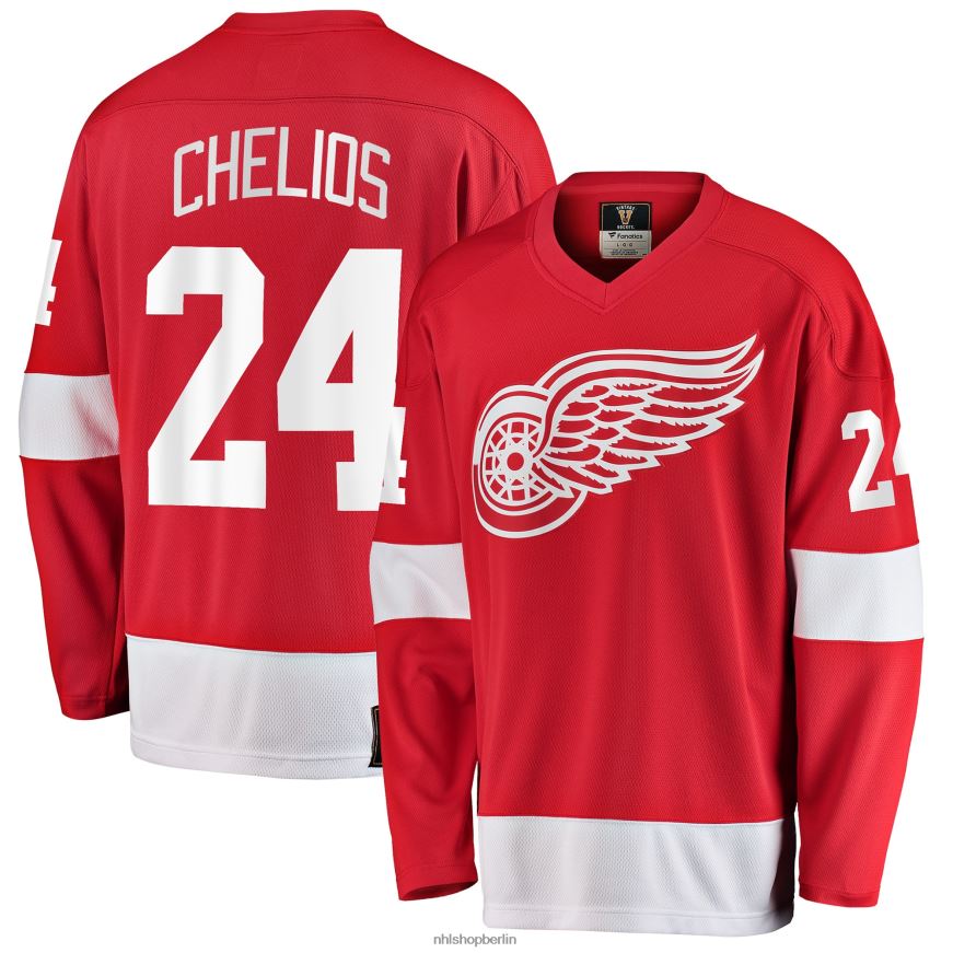 Männer NHL Detroit Red Wings Chris Chelios Fanatics gebrandetes rotes Premier Breakaway-Spielertrikot im Ruhestand Kleidung BF680T578