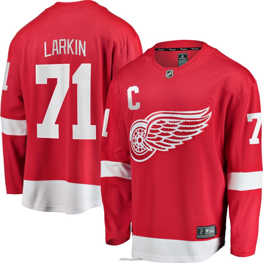 Männer NHL Detroit Red Wings Dylan Larkin Fanatics gebrandetes rotes Home-Captain-Premier-Breakaway-Spieler-Trikot Kleidung BF680T156