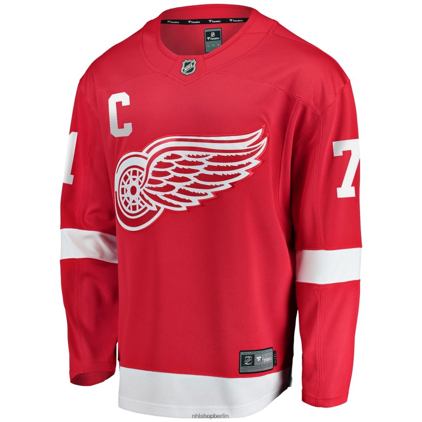 Männer NHL Detroit Red Wings Dylan Larkin Fanatics gebrandetes rotes Home-Captain-Premier-Breakaway-Spieler-Trikot Kleidung BF680T156