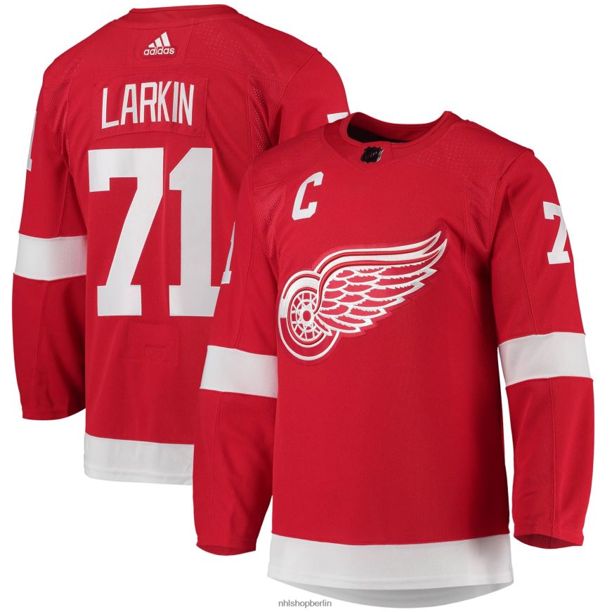 Männer NHL Detroit Red Wings Dylan Larkin adidas Red Home Captain Patch Primegreen Authentisches Profispieler-Trikot Kleidung BF680T303