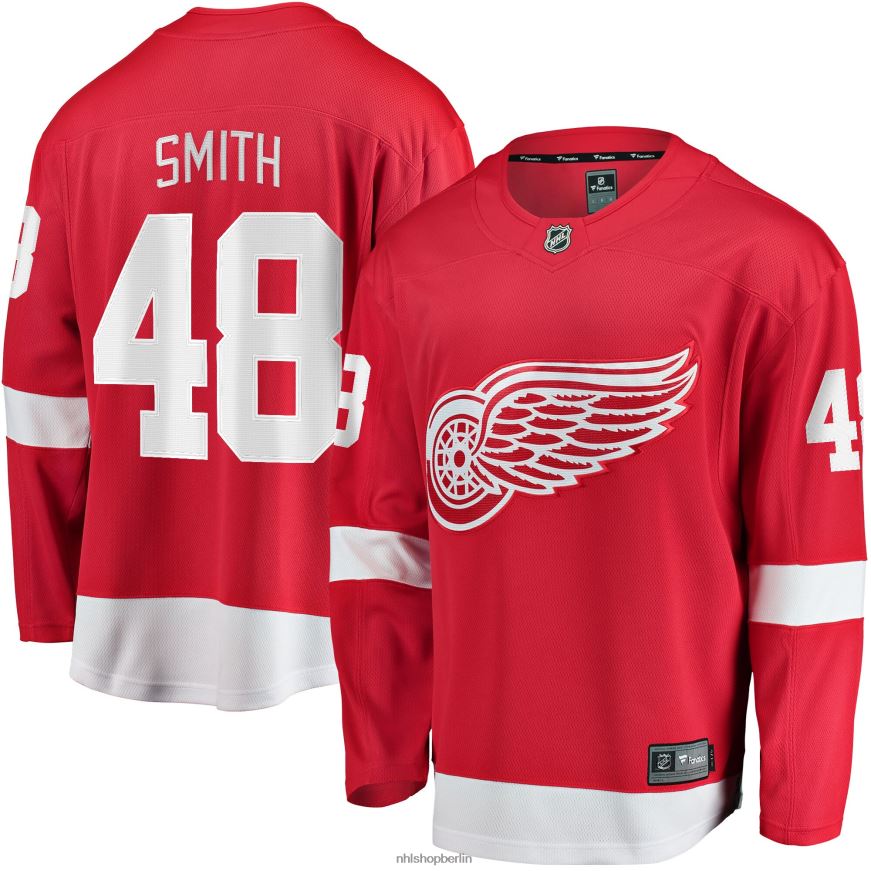 Männer NHL Detroit Red Wings Givani Smith Fanatics-gebrandetes rotes Home-Breakaway-Spielertrikot Kleidung BF680T1738