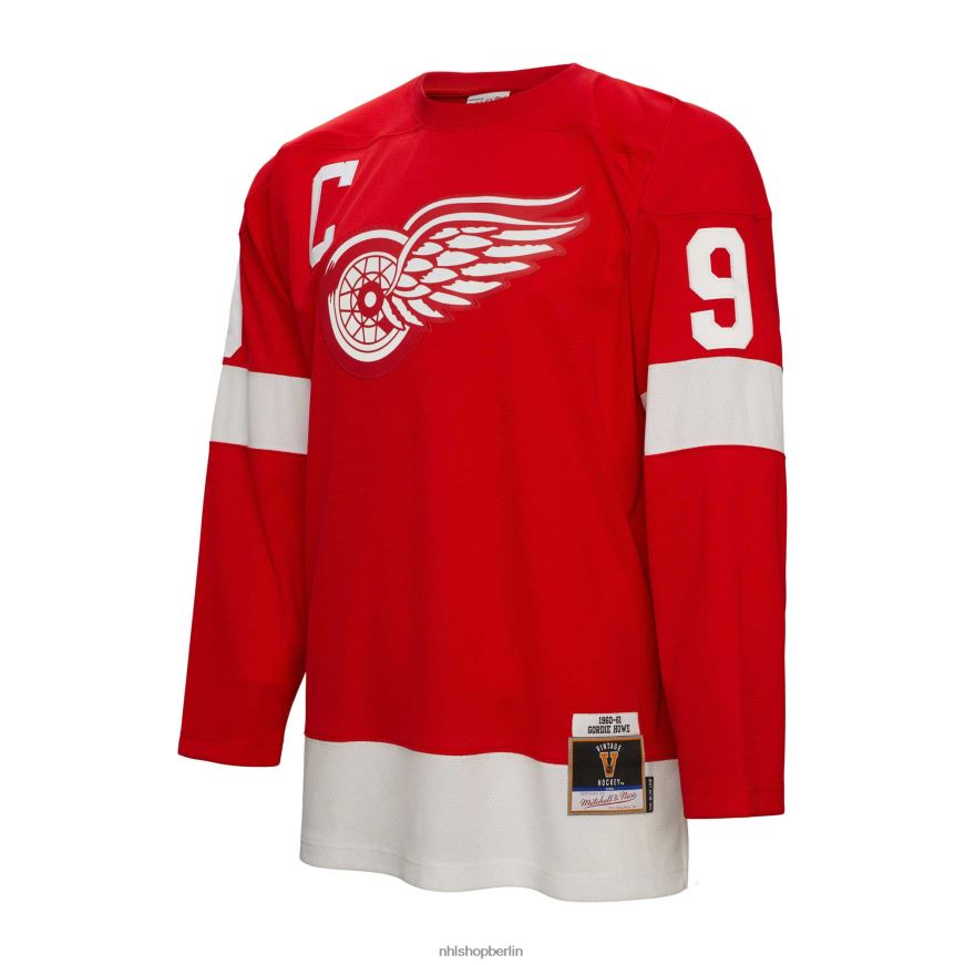 Männer NHL Detroit Red Wings Gordie Howe Mitchell  Ness Red 1960 Blue Line Spielertrikot Kleidung BF680T642